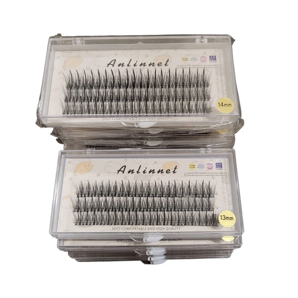 1560 Cluster False Eyelashes 13mm 14mm Individual Lashes Anlinnet – 13 Boxes Lot